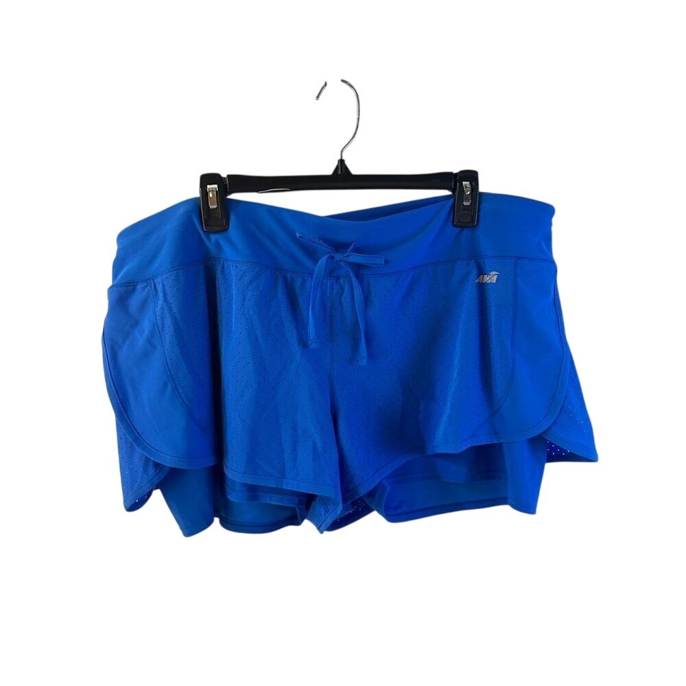 Avia 2-in-1 Running Shorts XXL‎ Blue Perforated Layered Athletic Womens